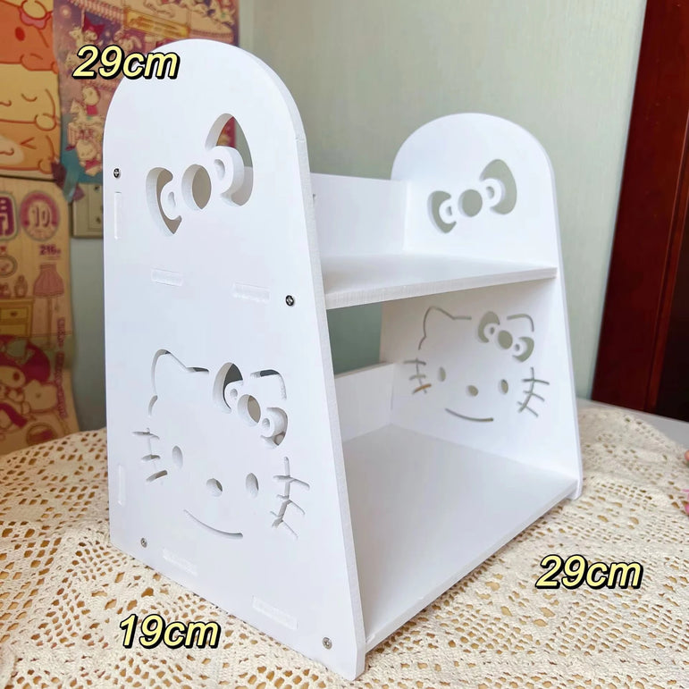 Sanrio Hello Kitty Desktop Storage Rack Kuromi Cinnamoroll Multifunctional Bookshelf Double-layer Sundry Organizer Storage Shelf