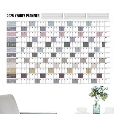 Yearly Planner 2025 Annual Year Wall Calendar with Stickers Horizontal Thick Paper Poster Calendar Schedule Organizer Planner