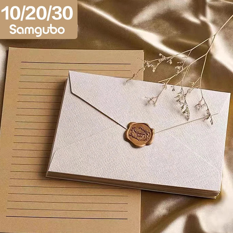 10/20/30pcs C6 Classic Vintage Style Textured Paper Envelopes for Weddings  Invitations