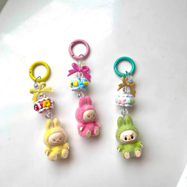 Flocking Mini Labu Labu Baby-free Keychain Rubber-lined Cute Particle Baby Walk Bag Mobile Phone Pendant Cute Pendant