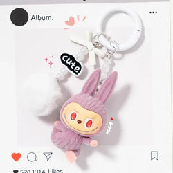 Labab Flocking Plush Toys Keychains Pendants Cute and Adorable Mobile Phone Chains Bags Pendants Couple's Small Gifts