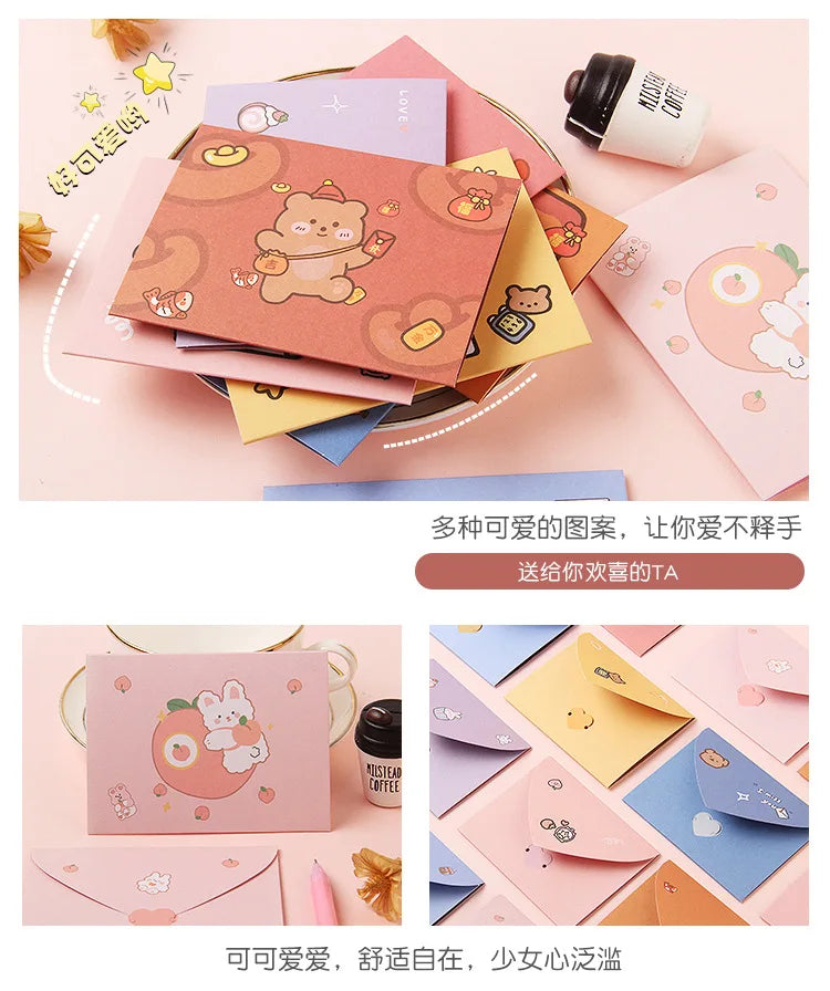Bear Rabbit Blessing Thank Envelope Ins Cartoon Decoration Letter Paper 9 Styles Beautiful Cartoon Greeting Card New Year Gift