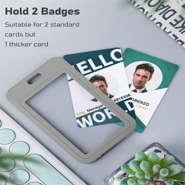 New Transparent Work Card Badge Holder Office Staff Employees ID Card Clear Pass Name Work Card Cover Case Sleeve with Lanyard