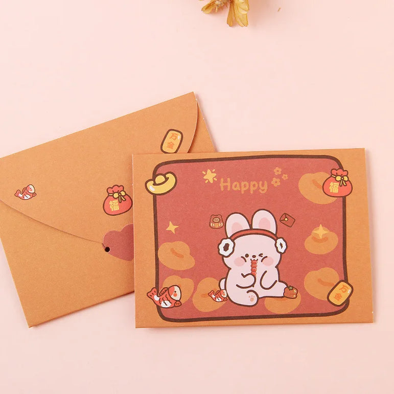 Bear Rabbit Blessing Thank Envelope Ins Cartoon Decoration Letter Paper 9 Styles Beautiful Cartoon Greeting Card New Year Gift