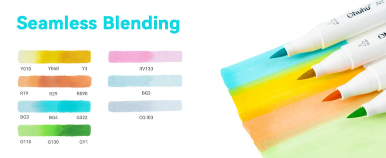 Ohuhu Honolulu New 48 Pastel Colors Marker Pen Set Alcohol Art Markers Blossoming Dual Tips Sketching Drawing School Art Supplie