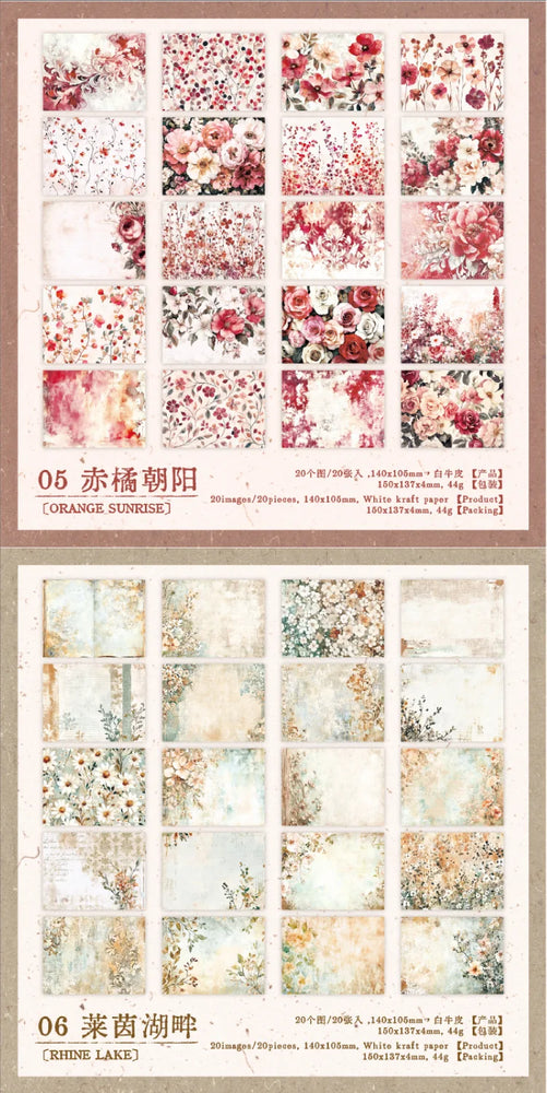 20pcs/lot Memo Pads Material Paper Renaissance Illustrated Scrolls Junk Journal diary Scrapbooking  Background Decoration Paper