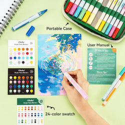 Ohuhu Acrylic Paint Markers 48 Paint Pens Reversible Tip Acrylic Markers Waterproof for Rock Painting Easter Egg Wood Plastic