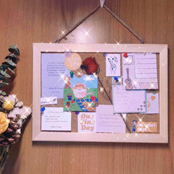 Cork Board Double-sided Photo Display Retro Frame Wall Hanging Message Boards Wall Home Decor for Office School Notice Supplies