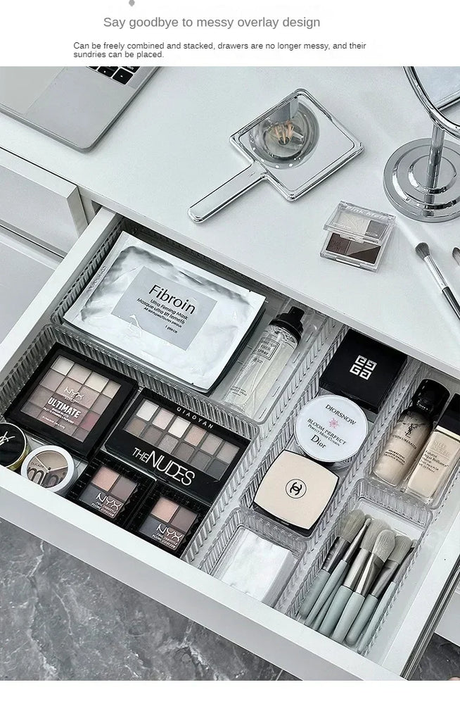 Unlimited Desk Drawer Organizers Set Plastic Bathroom Storage Makeup Organizer Clear Transparent Storage Box Bins