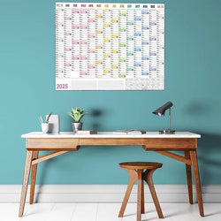 Full Year Wall Calendar 2025 365 Day Poster Calendar Wall Hanging Yearly Planner Thick Paper Calendar With Colored Stickers