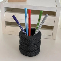 Desk Pencil Holder Organizer Tire-Shaped Desk Pen Holder Makeup Brush Holder Pen Pencil Holder Decorative Pencil Storage