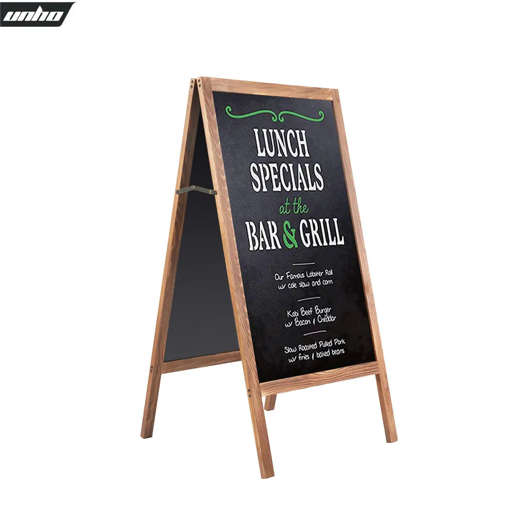 Magnetic Sandwich Writing Board A-Frame Drawing Painting Board Menu Display Sidewalk Wooden Chalkboard Free Standing