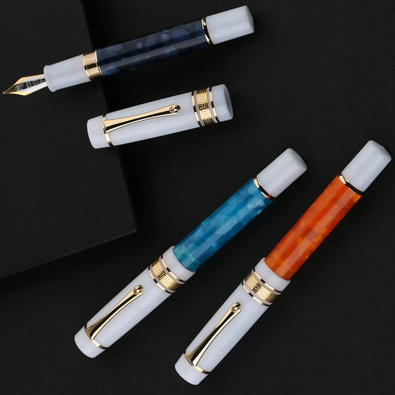 MAJOHN M400 Fountain Pen #6 sliver EF/F Nib with Converter Resin Writing Ink Pen Office school supplies high quality gift pens