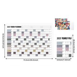 Yearly Planner 2025 Annual Year Wall Calendar with Stickers Horizontal Thick Paper Poster Calendar Schedule Organizer Planner