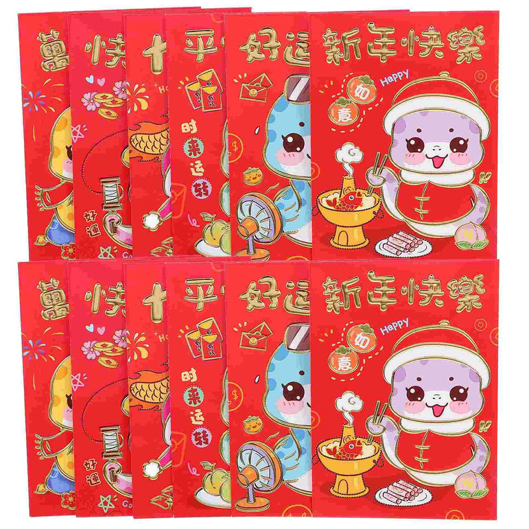 36 Pcs Cartoon Snake Envelope Paper Red Packets Chinese New Year Supply Creative Red Packet Spring Festival Present Lucky Money