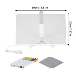 Acrylic Memo Board Dry Erase Board Bedside Lamp Notepad Message Board With 7 Colorful Pen LED Desktop Whiteboard For Kids