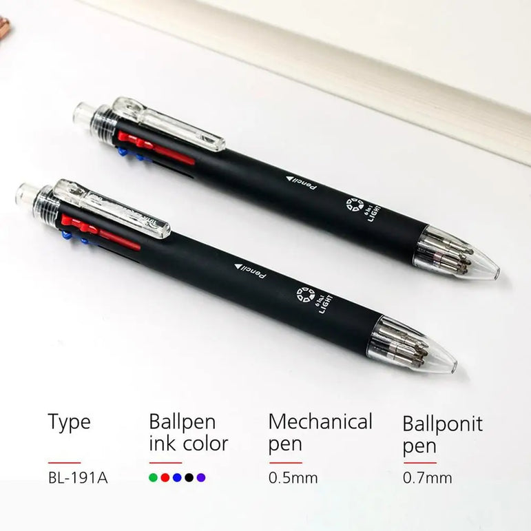 6 In 1 Multicolor Ballpoint Pen 5 Colors Ball Pen Creative Multicolor Ballpoint Pen 1 Automatic Pencil With Eraser for School