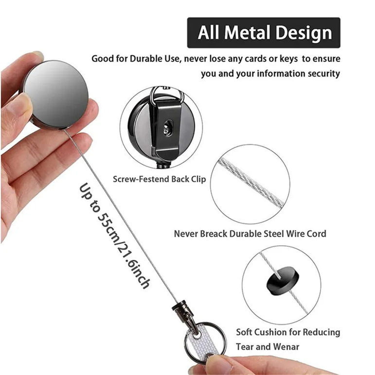 1Pcs Retractable Metal Wire Badge Reel Recoil Chain Clip Nurses Students Doctors Name Badge Holder Landyard Keychain Key Ring