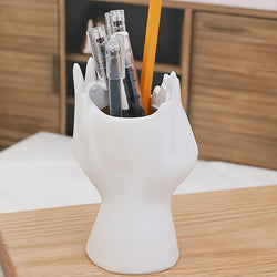 Abstract Face Design Plastic Pen Holder & Makeup Brush Organizer - Multi-Functional Decorative Art Sculpture