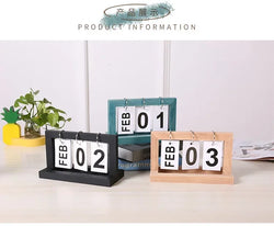 INS Nordic Style Wooden Perpetual Calendar Flip Month Date Display Desktop Schedule Daily Planner Office Home Decor Photo Props