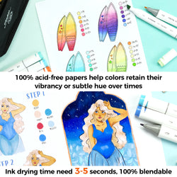 Ohuhu Double Sided Marker Pads Art Sketchbook Bleedproof Glue-Bound Sketching Book for Alcohol Markers Drawing Notebook School