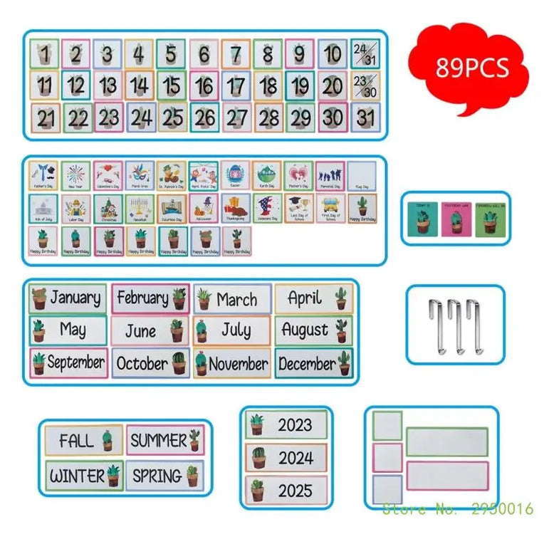 Calendar Pocket Chart for Kindergarten School Classroom with 89 Cards Monthly Calendar Pocket Chart for Kids Learning