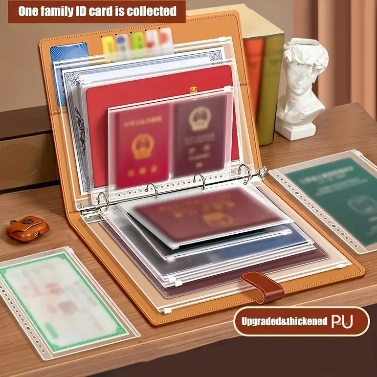 Thick Leather A4 Binder Notebook Family Document Collector File Folders Organizer Office School Supplies