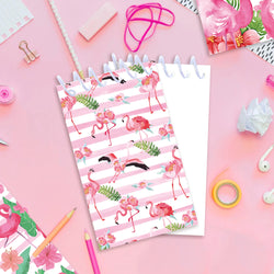 8pcs Hawaii Flamingo Mini Spiral Pocket Notebooks Memo Pad Coil Booklet Notepads For Stationery School Diaries Summer Party