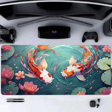 Carp pattern large mouse pad high-definition printing desk pad anti slip rubber base game accessories - e-sports office home