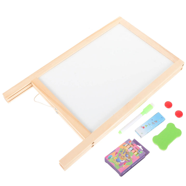Set Double Sided Whiteboard Chalkboard Kids Sign Signs Easel Writing Stand Board Erasable Standing Wedding Table Message Student