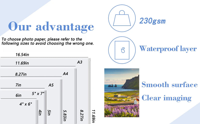 A3 Photo Paper, Waterproof Glossy for Photo Paper，Waterproof Embossed Card Paper Inkjet Photo Paper