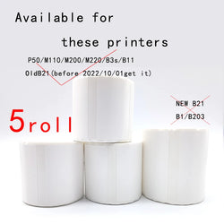 5PK Thermal Adhesive Label Papers for P1 Label Papers DP23 DP30 DP80 Label Maker  Waterproof  Tear Resistant Sticker