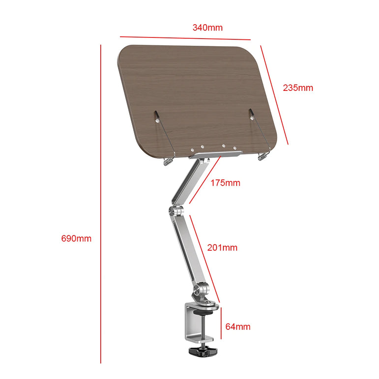 Book Stand for Reading Adjustable with 360° Rotating Base with Elastic Page Clip for Recipe Cookbooks Magazines Tablets Laptops