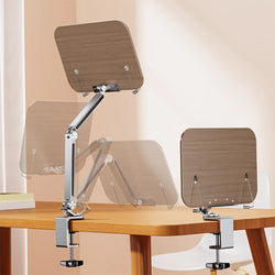 Book Stand for Reading Adjustable with 360° Rotating Base with Elastic Page Clip for Recipe Cookbooks Magazines Tablets Laptops