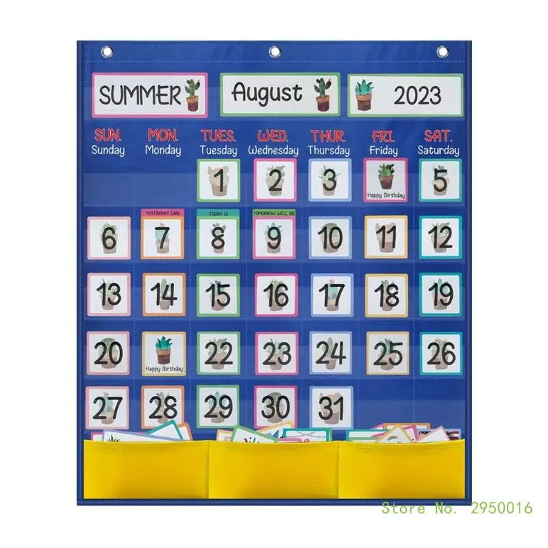 Calendar Pocket Chart for Kindergarten School Classroom with 89 Cards Monthly Calendar Pocket Chart for Kids Learning