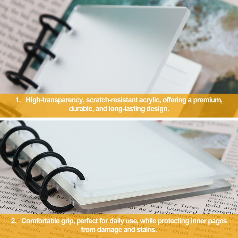A7 Frosting Thick line Acrylic Loose Leaf Binder Cover DIY Account Book Journal Planner Office Stationery Supplies