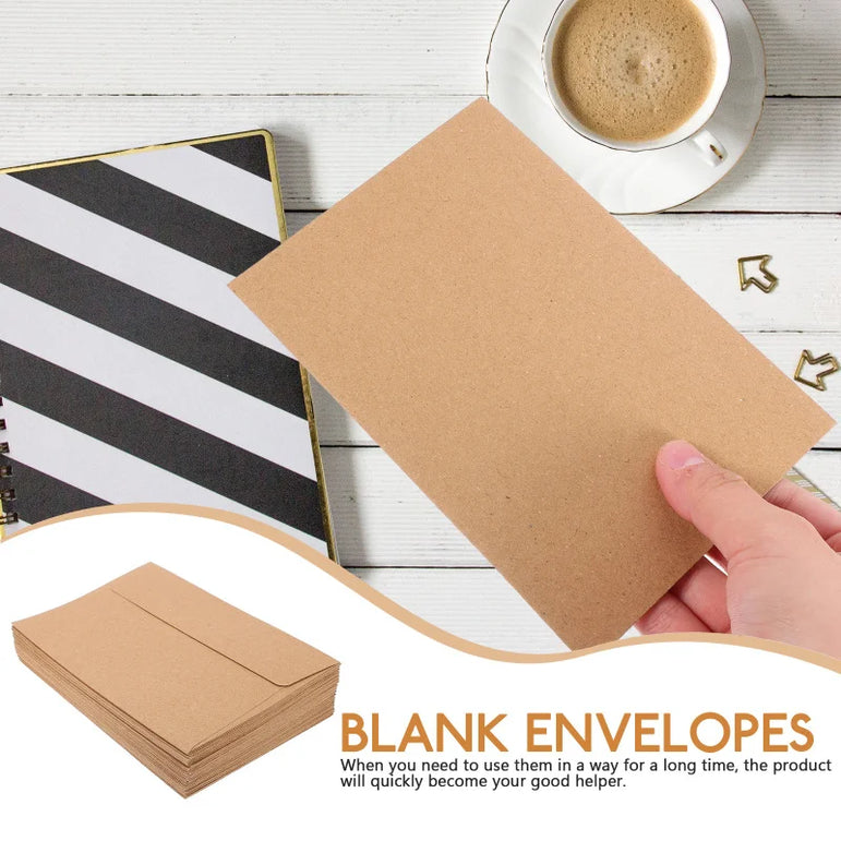 50Pcs Invitation Card Blank Brown Paper Envelope Paper Set Retro Style Suitable For Christmas Valentine's Day And Other Festival