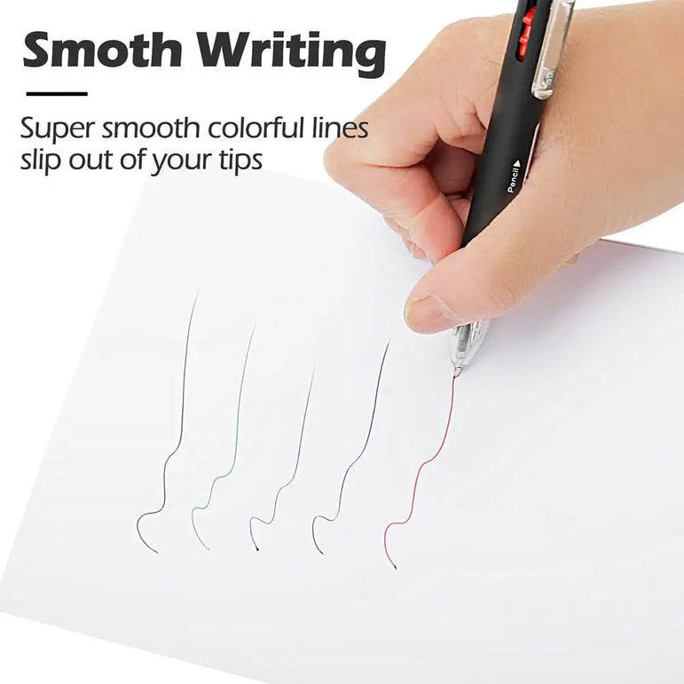 6 In 1 Multicolor Ballpoint Pen 5 Colors Ball Pen Creative Multicolor Ballpoint Pen 1 Automatic Pencil With Eraser for School