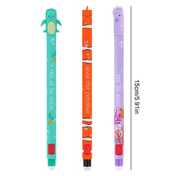 3PCS Erasable Gel Pen 0.7mm Tip Painting Writing Drawing Neutral Pen Fashionable Cute School Black Writing Pens Students Gift