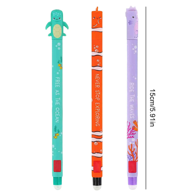 3PCS Erasable Gel Pen 0.7mm Tip Painting Writing Drawing Neutral Pen Fashionable Cute School Black Writing Pens Students Gift