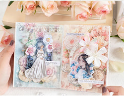 30pcs/pack Light Material Paper Dream Series Three-dimensional Simulation Flower Handbook Base Sticker