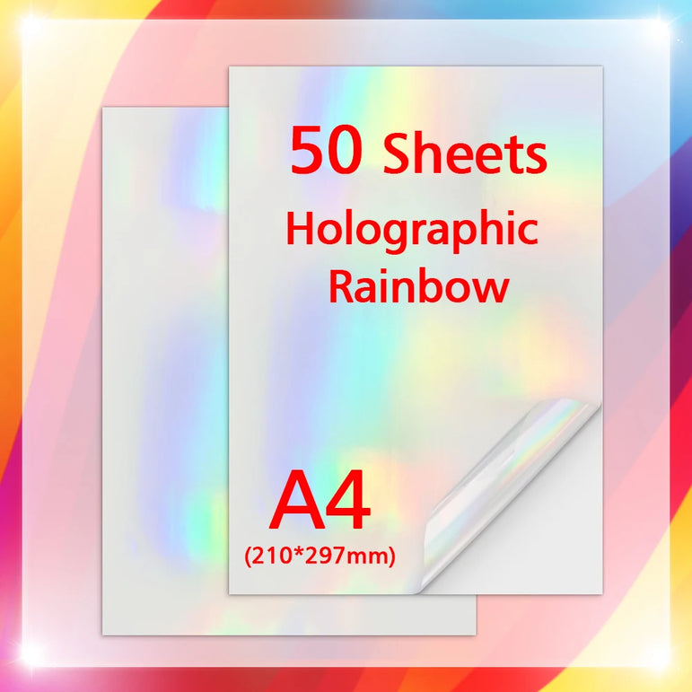 50Sheets A4 Paper Cold Laminated Film Holographic Sand Foil Glitter Glass Hot Stamping On Photo Laminating Film to Protect Photo