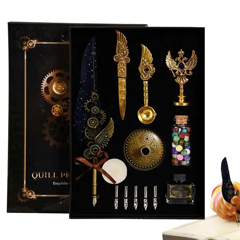 Feather Quill Pen Calligraphy Feather Pen Stationery Set Complete Calligraphy Feather Pen Set Accessories For Christmas