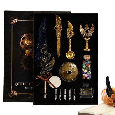 Feather Quill Pen Calligraphy Feather Pen Stationery Set Complete Calligraphy Feather Pen Set Accessories For Christmas