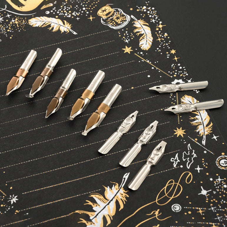 European Dip Pen Fountain Retro Starry Sky Glass Ink Calligraphy Student Writing Exquisite Stationery Dip Pen Sets Gift