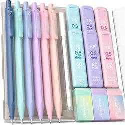 Mechanical Pencil 0.5, with HB and 2B lead fill 0.5mm, colored eraser set and eraser fill, 16 count pack
