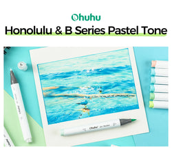 Ohuhu Honolulu New 48 Pastel Colors Marker Pen Set Alcohol Art Markers Blossoming Dual Tips Sketching Drawing School Art Supplie