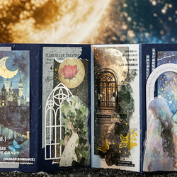 50pcs/bag moon phase theme stamping material book moon earth planet landscape material paper DIY handbook decoration cardstock