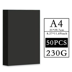 A4 180G200G300G 20/50PCS Black Cardboard Paper Handmade Card Paper DIY PackageThick Watercolor Painting Origami Crafts Pack