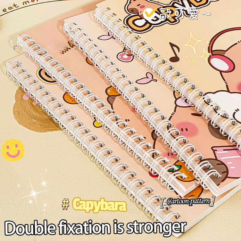 Capybara A5 Spiral Notebook Cute Planner Daily Notes Coil Notebooks Small Notepad For Kid Student Diary School Learning Supplies